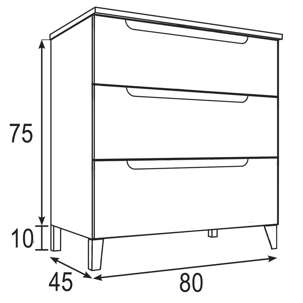 Kibath Mueble de Baño 80 cm con Lavabo VICTORIA 3 cajones con patas - Imagen 7