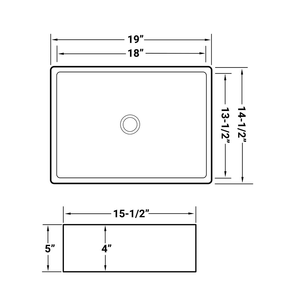 Kibath Lavabo sobrencimera RECTANGULAR rectangular de 48 acabado blanco brillo fabricado en porcelana - Imagen 5