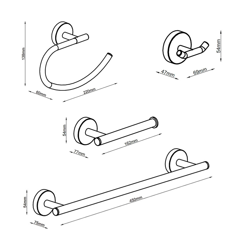 Kibath Pack Accesorios Baño de MED acabado cromo brillo de acero inoxidable - Imagen 5