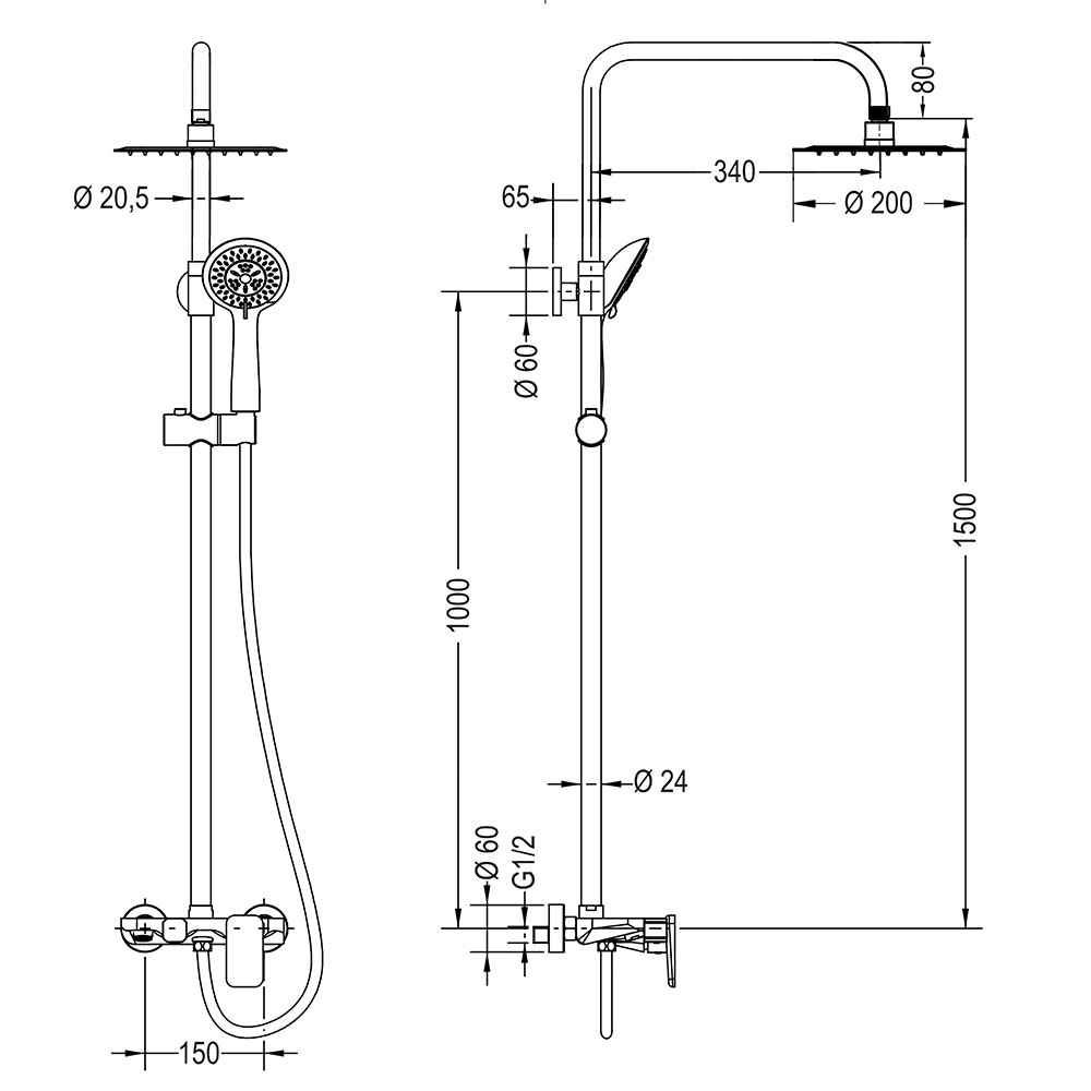 Kibath Columna De Ducha monomando redonda DUA acabado cromo brillo fabricado en latón - Imagen 8