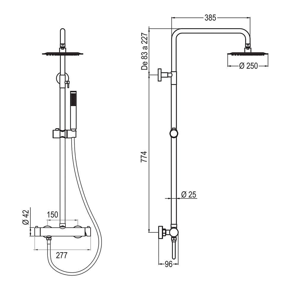 Kibath Columna De Ducha monomando redonda 78-125 cm acabado oro cepillado fabricado en latón - Imagen 5
