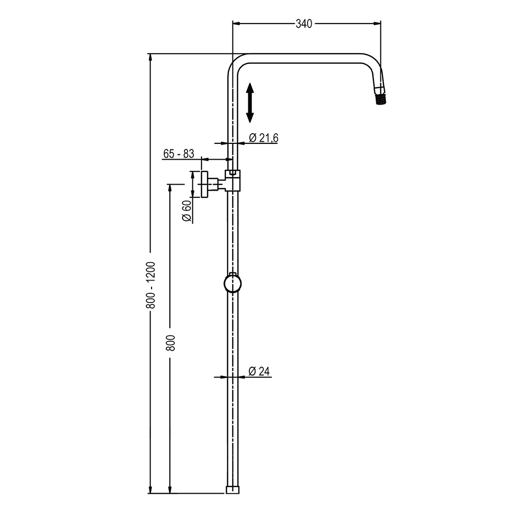Kibath Barra De Columna De Ducha 120 acabado cromado brillo fabricado en latón - Imagen 3