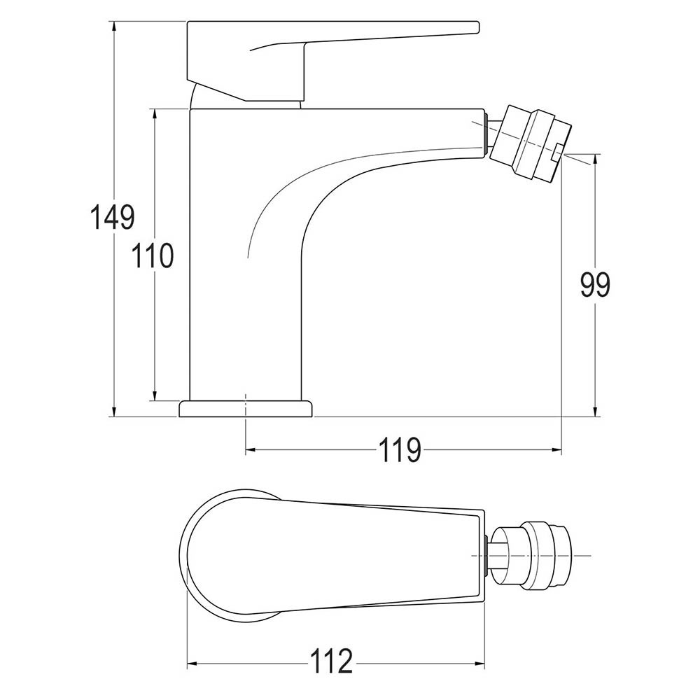 Kibath Grifo De Bidet monomando DEN acabado cromo brillo fabricado en latón - Imagen 3