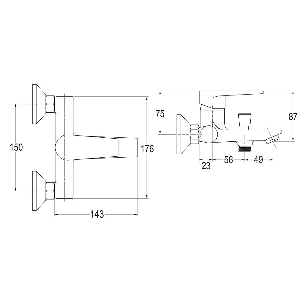 Kibath Grifo De Bañera monomando DEN acabado cromo brillo fabricado en latón - Imagen 5