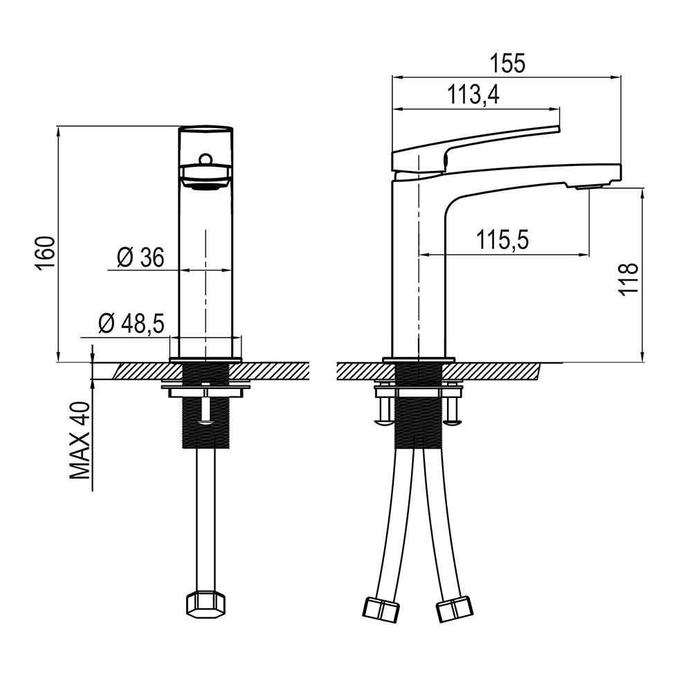 Kibath Grifo De Lavabo monomando DAK acabado negro mate fabricado en latón - Imagen 5