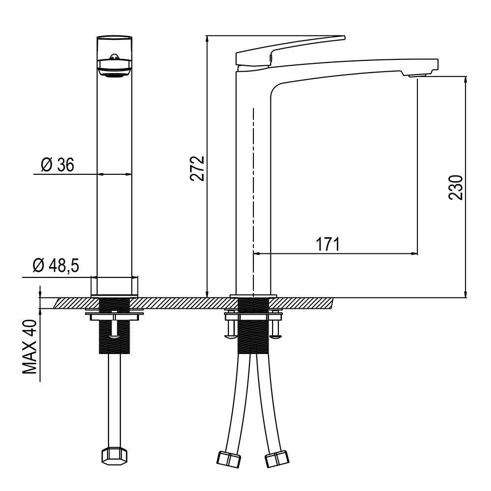 Kibath Grifo De Lavabo monomando DAK alto acabado negro mate fabricado en latón - Imagen 5