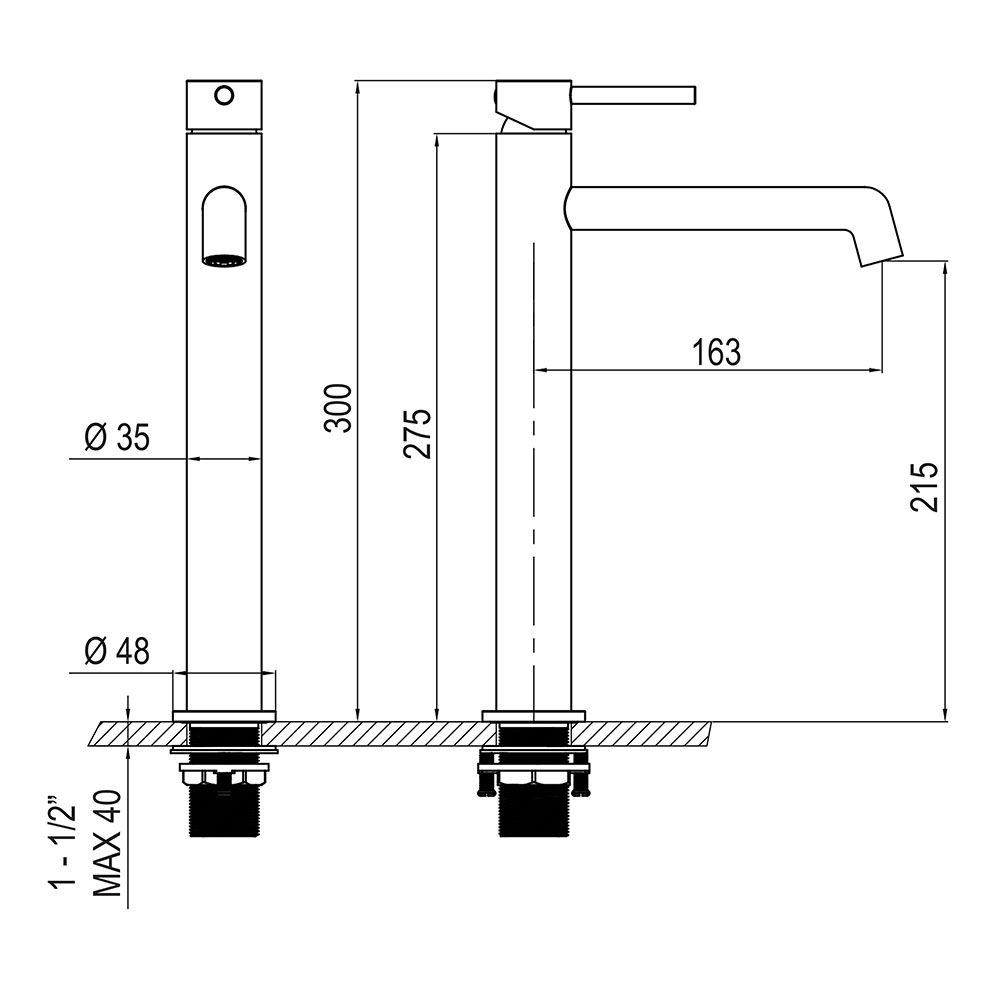 Kibath Grifo De Lavabo monomando OSO alto acabado negro mate fabricado en latón - Imagen 5
