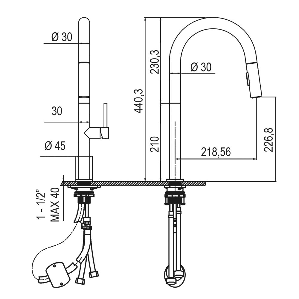 Kibath Grifo De Fregadero SHO extraible de acabado negro mate fabricado en latón - Imagen 5