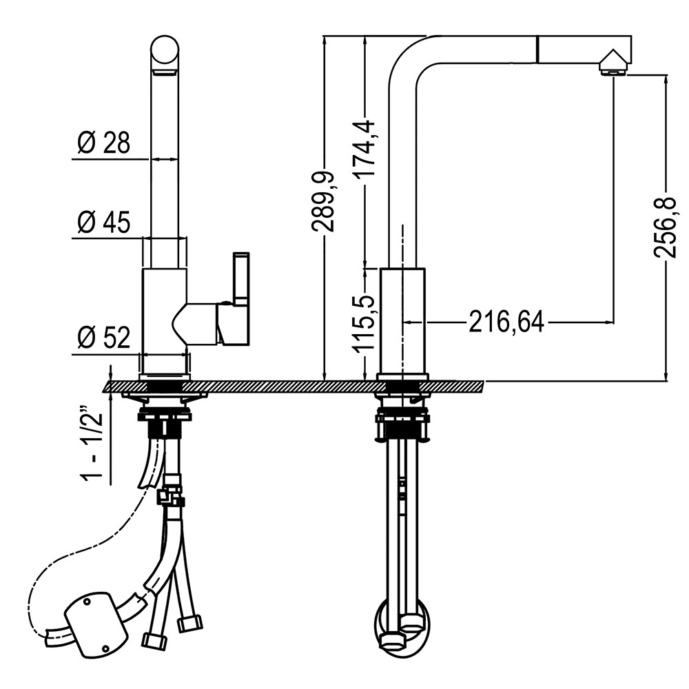 Kibath Grifo De Fregadero ZIE extraible de acabado cromo brillo fabricado en latón - Imagen 5