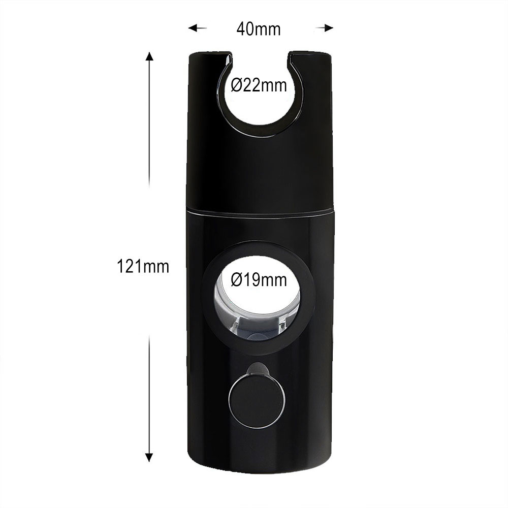 Kibath Soporte para barra de ducha redondo acabado negro mate fabricado en ABS - Imagen 5