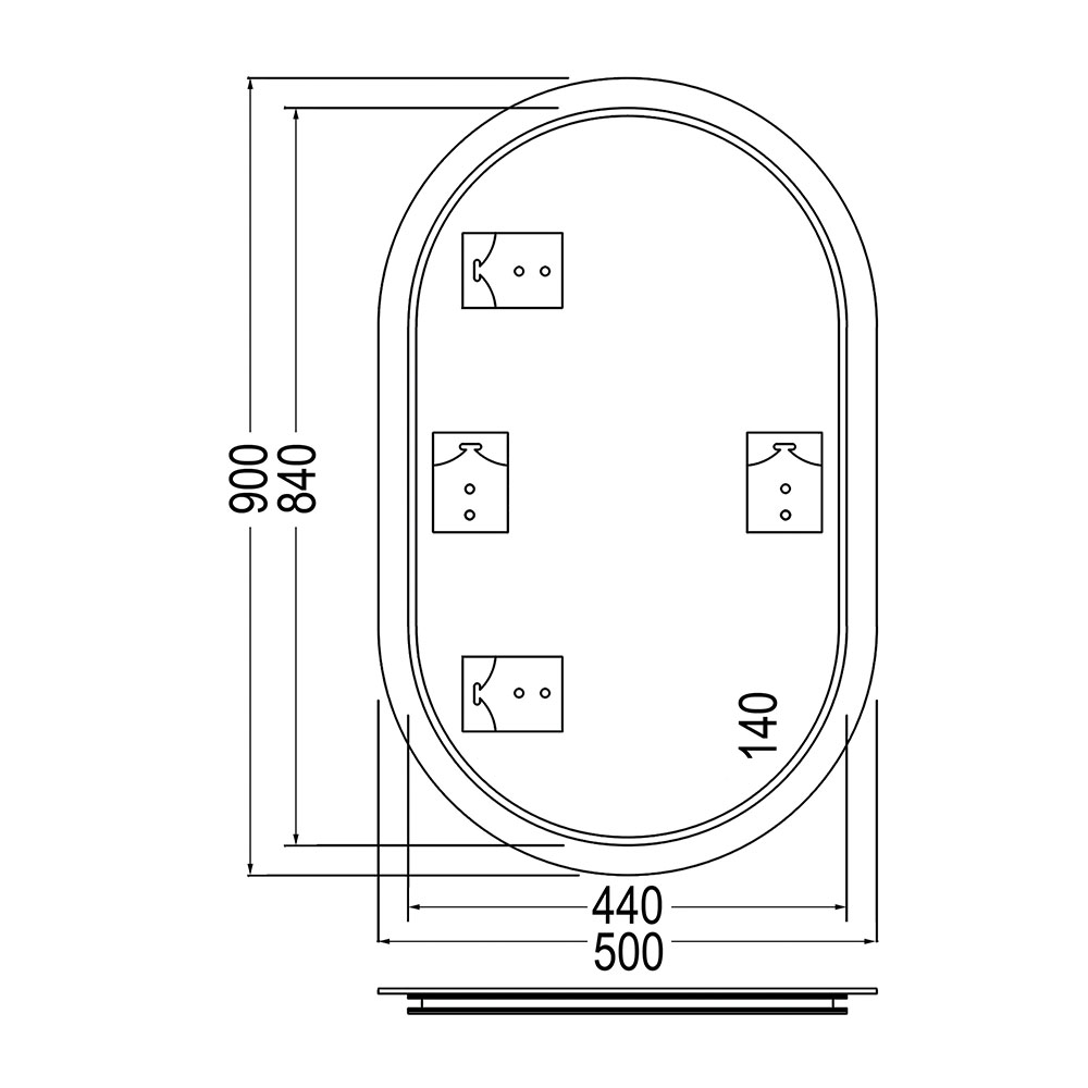 Kibath Espejo Con Iluminación Led ovalado 50 cm x 90 cm VAL 20W 6000K fabricado en cristal - Imagen 5