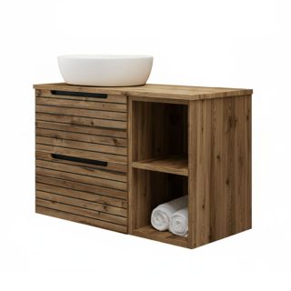 Kibath Mueble de baño con Lavabo KEN 60x45 cm acabado DESIERTO mate 2 cajones suspendido