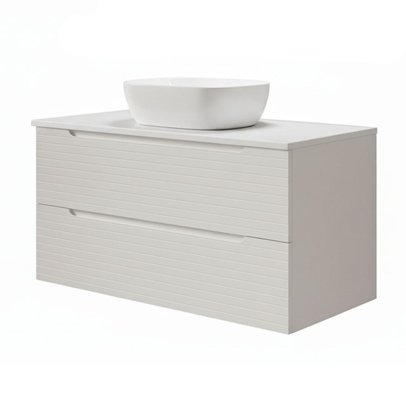 Kibath Mueble de baño con Lavabo BOREAL 100x45 cm acabado Blanco mate 2 cajones suspendido