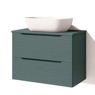 Kibath Mueble de baño con Lavabo BOREAL 60x45 cm acabado Verde Lago mate 2 cajones suspendido