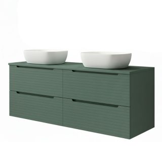 Kibath Mueble de baño con Lavabo BOREAL 120x45 cm acabado Verde Lago mate 2 cajones suspendido