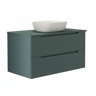 Kibath Mueble de baño con Lavabo BOREAL 100x45 cm acabado Azul Oceano mate 2 cajones suspendido