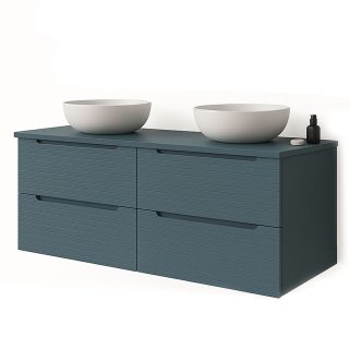Kibath Mueble de baño con Lavabo BOREAL 120x45 cm acabado Azul Oceano mate 2 cajones suspendido