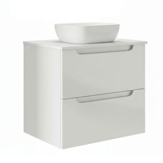 Kibath Mueble de baño con Lavabo VICTORIA 60x45 cm acabado Blanco mate 2 cajones suspendido