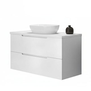 Kibath Mueble de baño con Lavabo VICTORIA 80x45 cm acabado Blanco mate 2 cajones suspendido