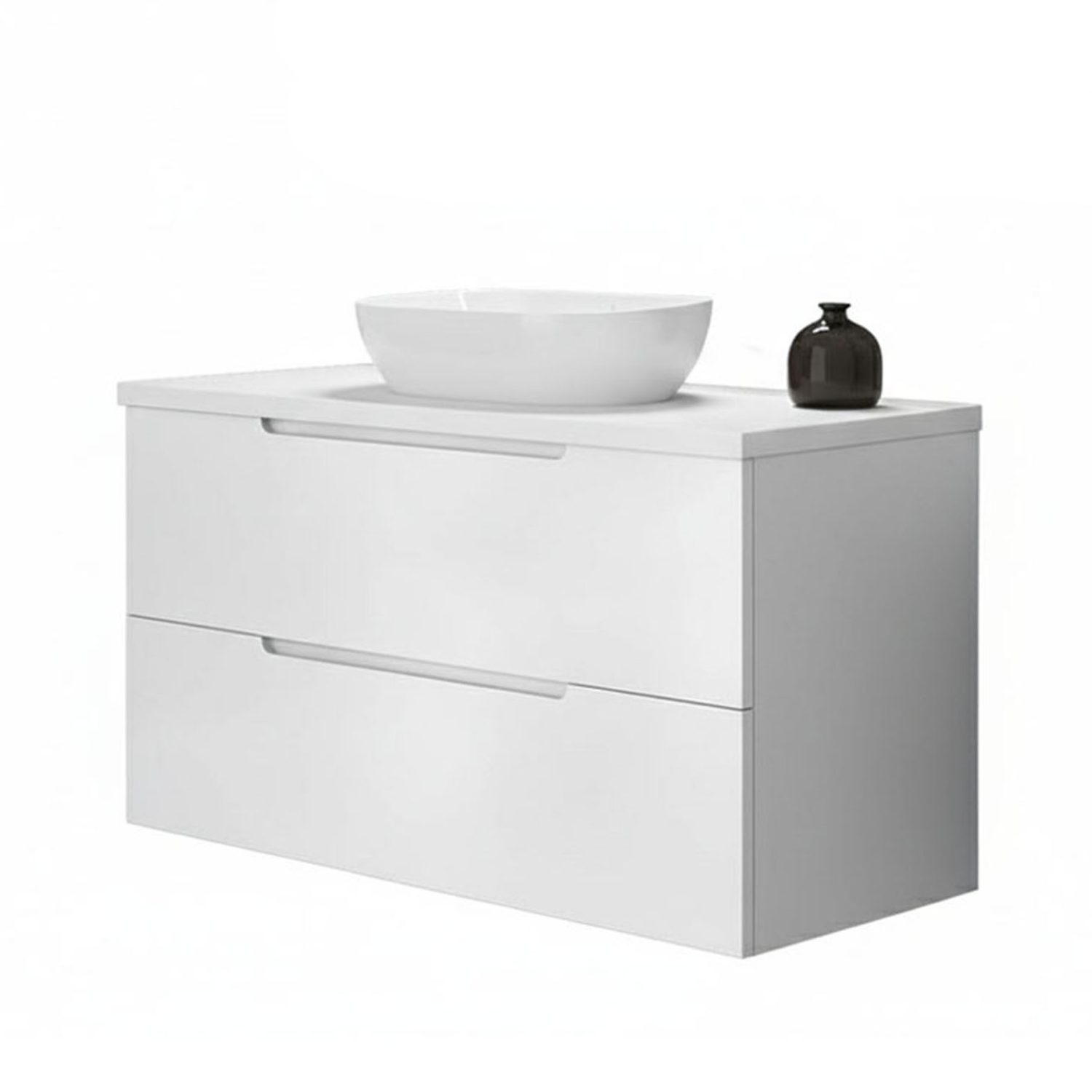 Kibath Mueble de baño con Lavabo VICTORIA 100×45 cm acabado Blanco mate 2 cajones suspendido