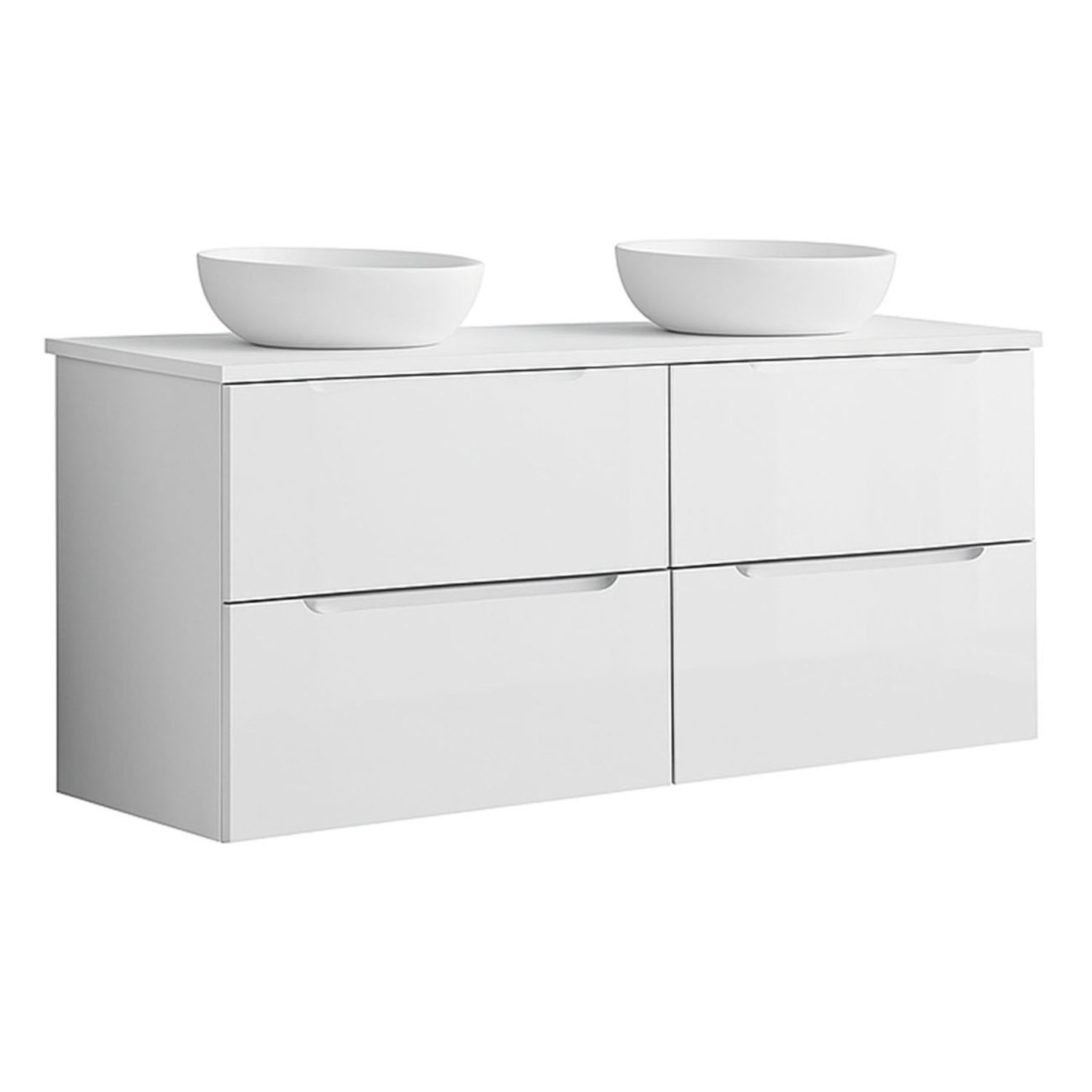 Kibath Mueble de baño con Lavabo VICTORIA 120×45 cm acabado Blanco mate 2 cajones suspendido