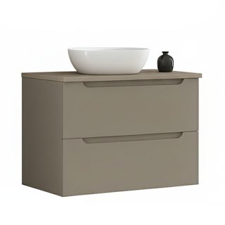 Kibath Mueble de baño con Lavabo VICTORIA 60x45 cm acabado Moka mate 2 cajones suspendido