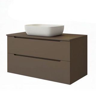 Kibath Mueble de baño con Lavabo VICTORIA 80x45 cm acabado Moka mate 2 cajones suspendido