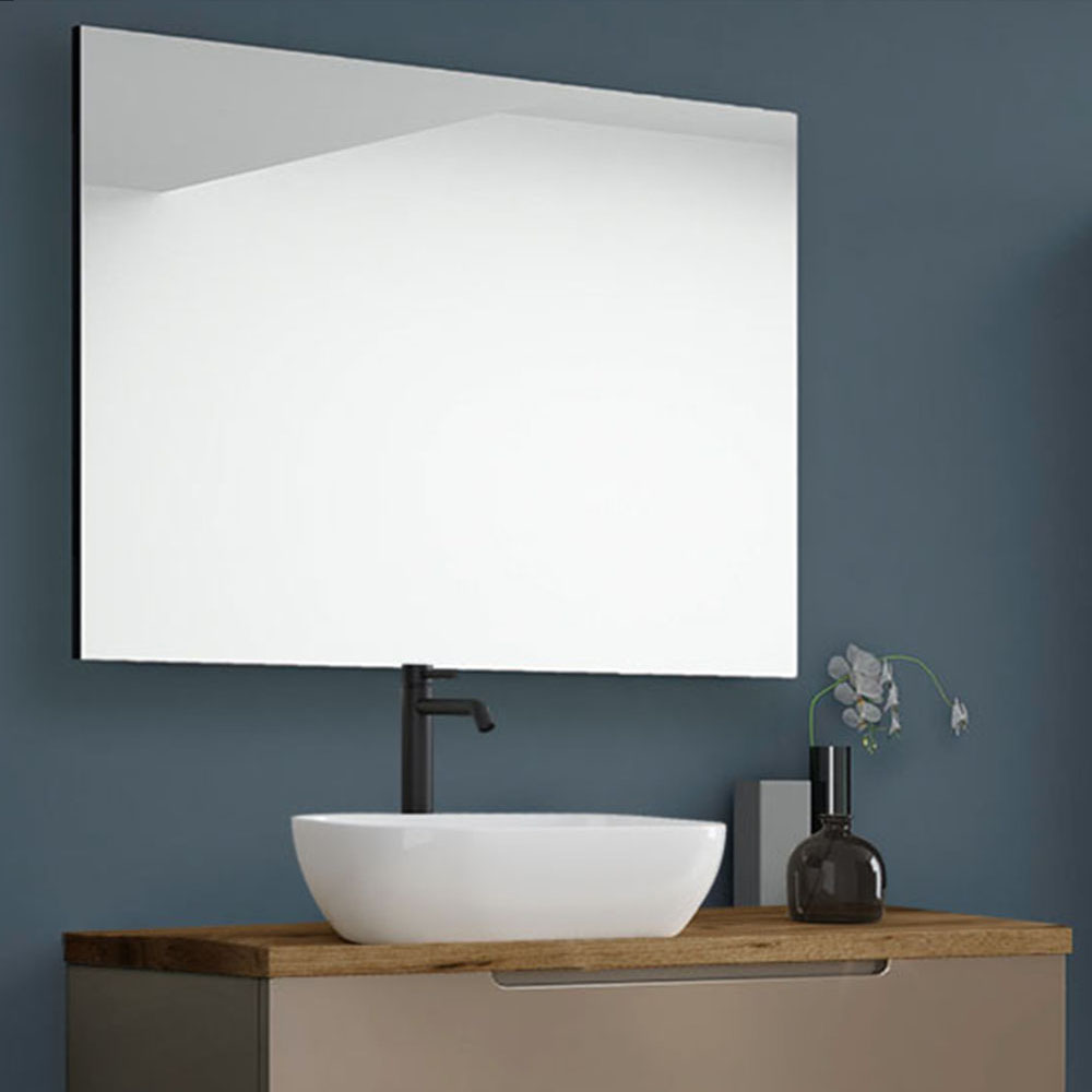 Kibath Mueble de baño con Lavabo, Espejo y Aplique LED VICTORIA 100x45 cm acabado Moka mate 2 cajones suspendido - Imagen 3
