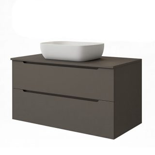 Kibath Mueble de baño con Lavabo VICTORIA 100x45 cm acabado Grafito mate 2 cajones suspendido