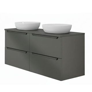 Kibath Mueble de baño con Lavabo VICTORIA 120x45 cm acabado Grafito mate 2 cajones suspendido
