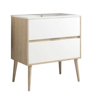 Kibath Mueble de Baño con Lavabo NORUEGA 2 cajones suspendido (patas decorativas incluidas) - 80 cm