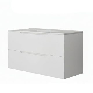 Kibath Mueble de Baño 80 cm con Lavabo VICTORIA 2 cajones suspendido - Blanco