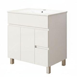 Kibath Mueble de Baño 80 cm con Lavabo URBAN 2 cajones y 2 puertas con patas - Blanco