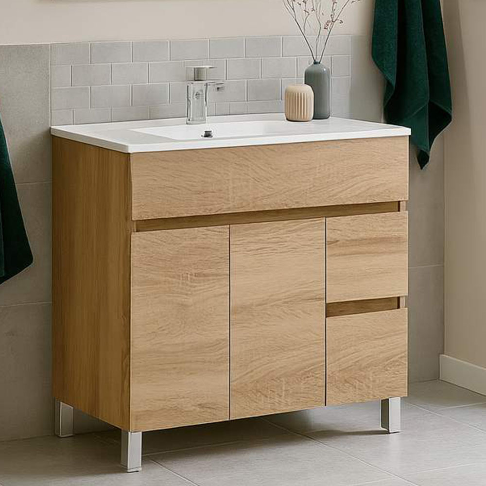 Kibath Mueble de Baño 80 cm con Lavabo URBAN 2 cajones y 2 puertas con patas - Imagen 2