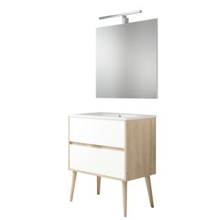 Kibath Conjunto de Mueble de Baño NORUEGA 2 cajones suspendido (patas decorativas incluidas) - 80 cm