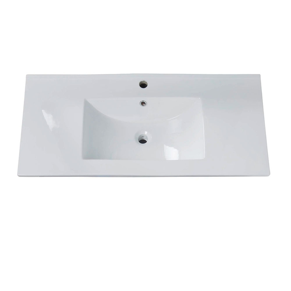 Kibath Lavabo De Porcelana Para Baño rectangular 81 cm x 46 cm VAN acabado blanco brillo fabricado en porcelana - Imagen 4