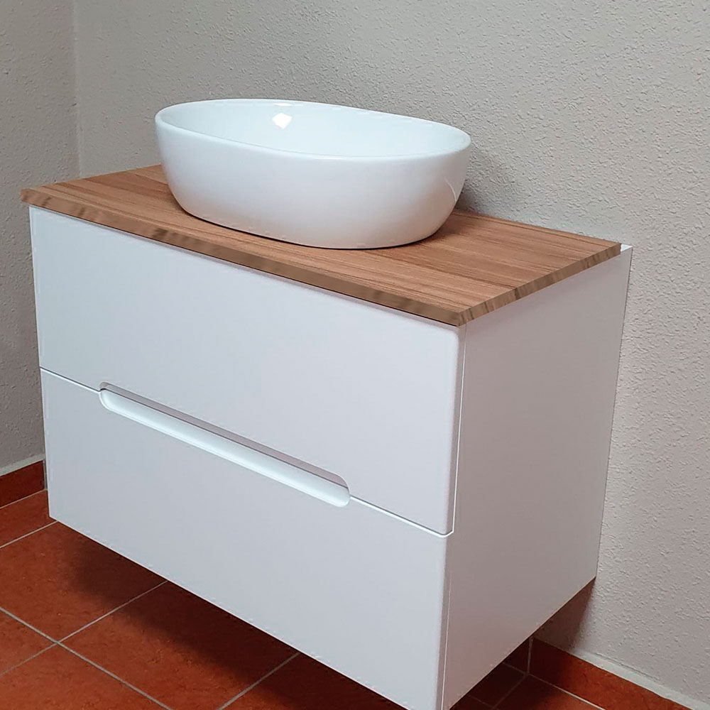 Kibath Lavabo De Porcelana Para Baño ovalado 48 cm x 37 cm acabado blanco mate fabricado en porcelana - Imagen 2