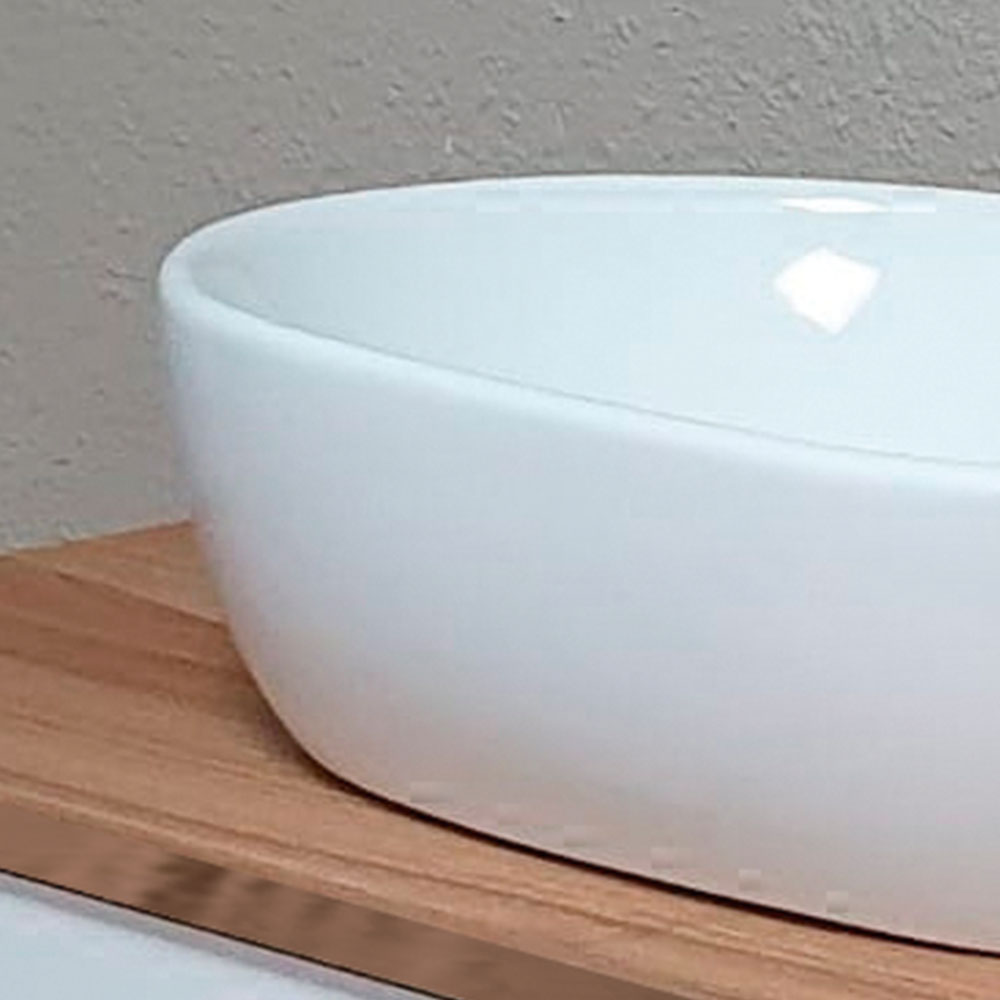 Kibath Lavabo De Porcelana Para Baño ovalado 48 cm x 37 cm acabado blanco mate fabricado en porcelana - Imagen 4