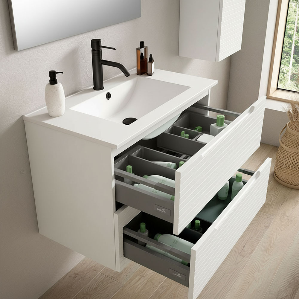 Kibath Mueble de Baño 60 cm con Lavabo BOREAL 2 cajones suspendido - Imagen 7