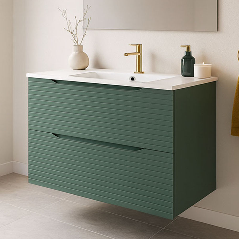 Kibath Mueble de Baño 80 cm con Lavabo BOREAL 2 cajones suspendido - Imagen 2