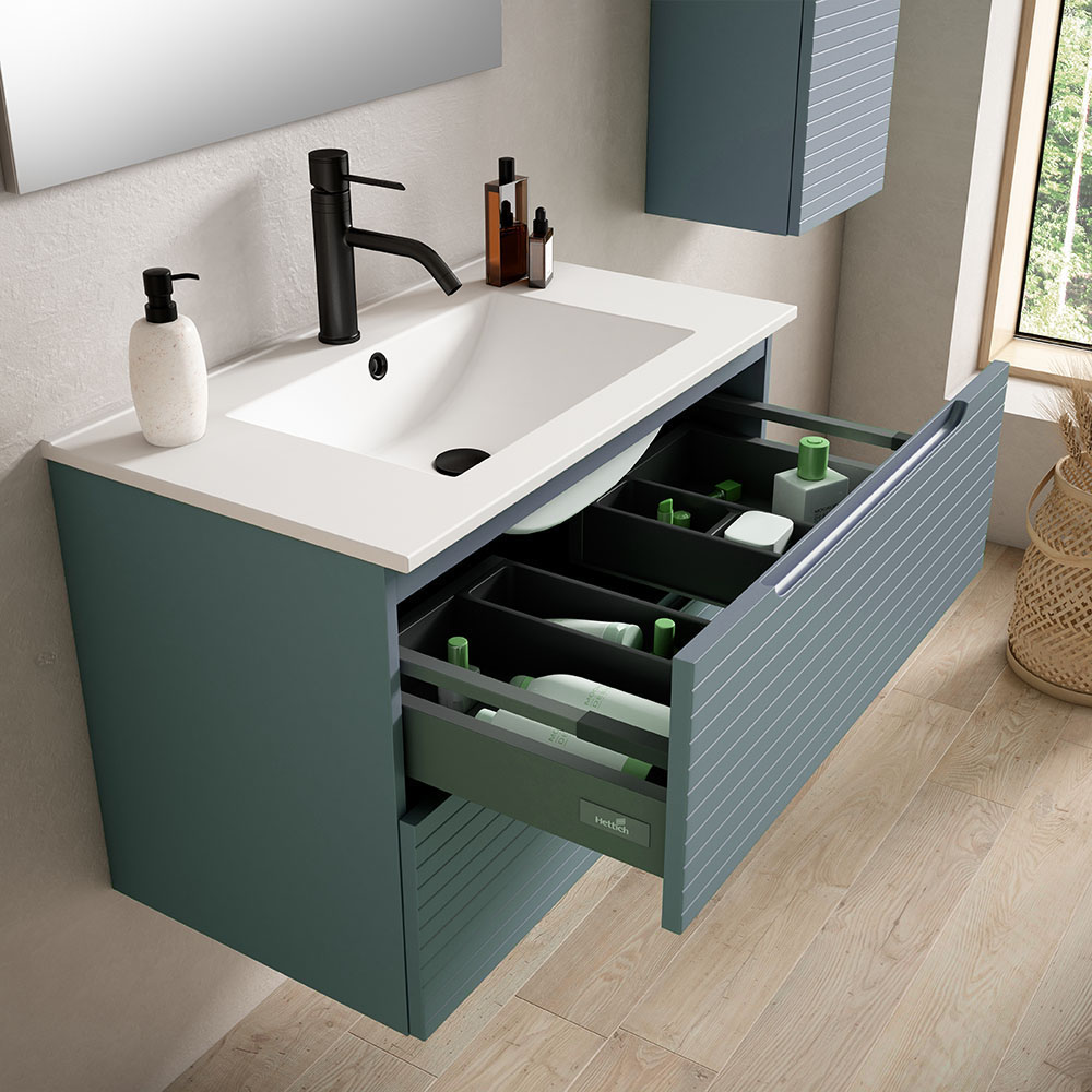 Kibath Mueble de Baño 80 cm con Lavabo BOREAL 2 cajones suspendido - Imagen 4