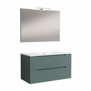 Kibath Conjunto de Mueble de Baño 100 cm BOREAL 2 cajones suspendido - Azul Oceano