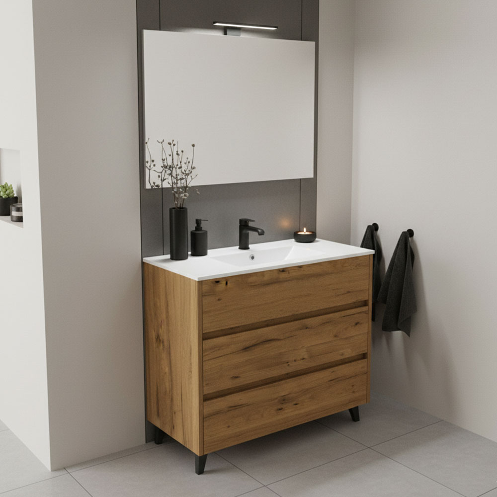 Kibath Conjunto de Mueble de Baño SIREX 3 cajones con patas - Imagen 3
