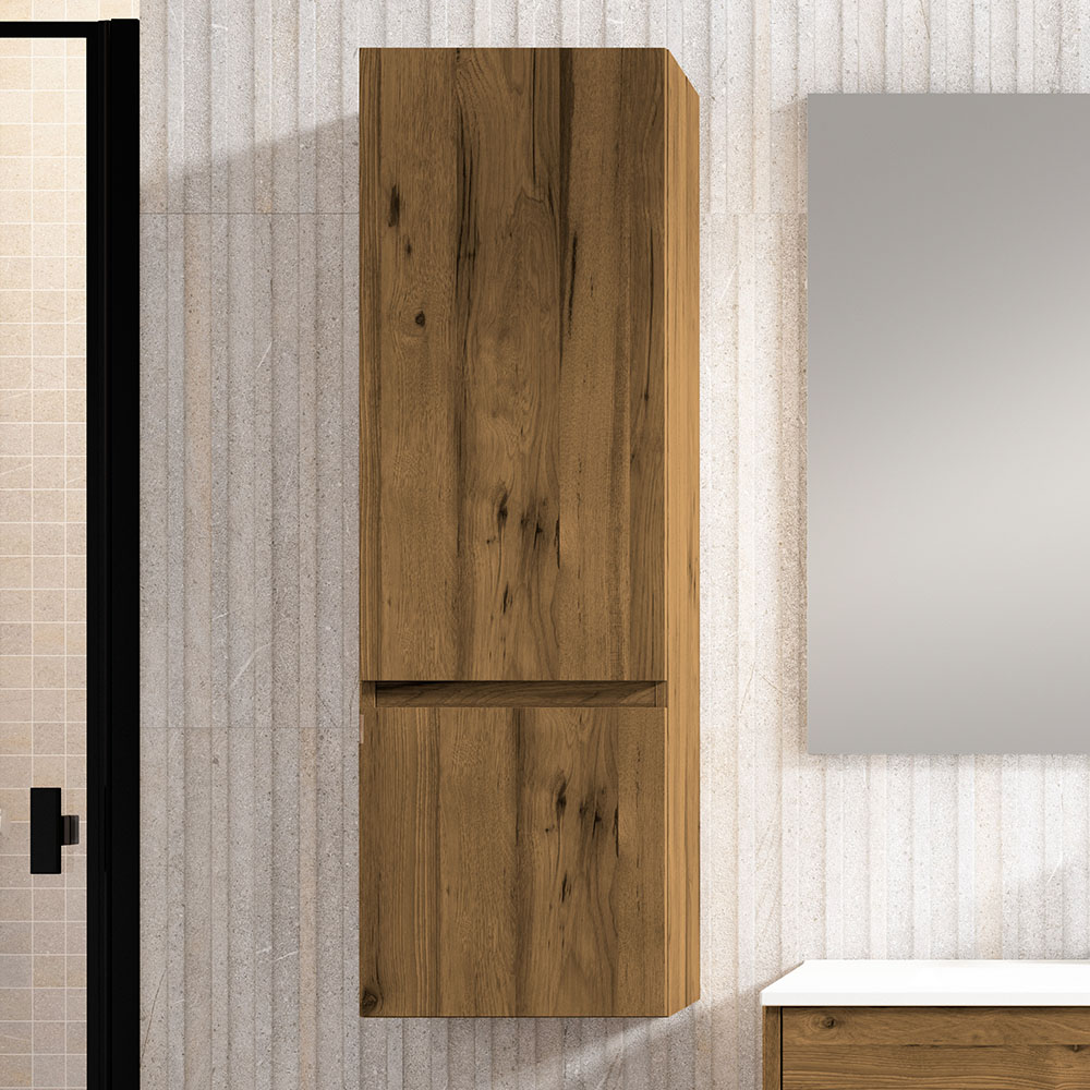 Kibath Mueble Auxiliar De Baño SIREX 35 de colgar acabado teca claro mate fabricado en madera - Imagen 2