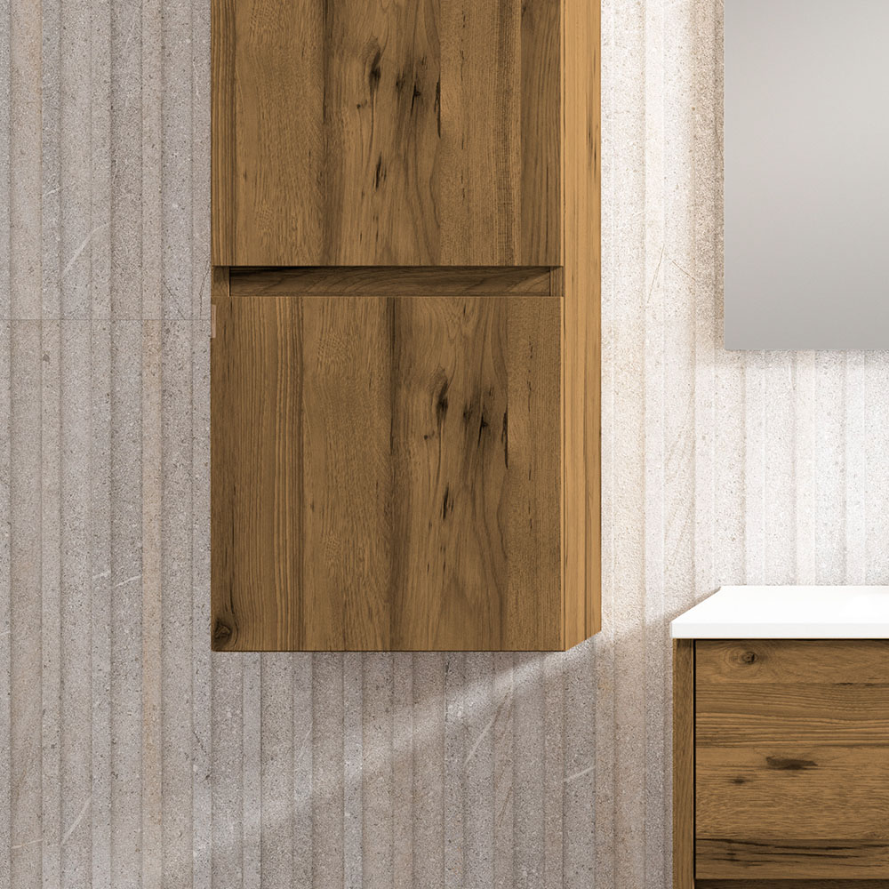 Kibath Mueble Auxiliar De Baño SIREX 35 de colgar acabado teca claro mate fabricado en madera - Imagen 4