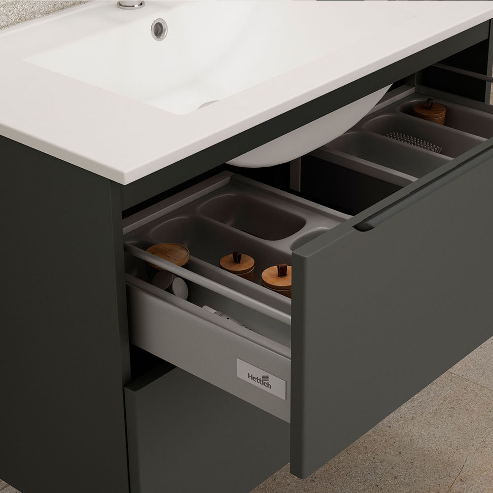 Kibath Mueble de Baño 60cm con Lavabo VICTORIA 2 cajones suspendido - Imagen 5