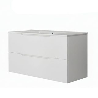 Kibath Mueble de Baño 100 cm con Lavabo VICTORIA 2 cajones suspendido - Blanco