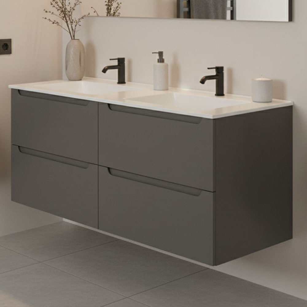 Kibath Mueble de Baño 120 cm con Lavabo VICTORIA 2 cajones suspendido - Imagen 4