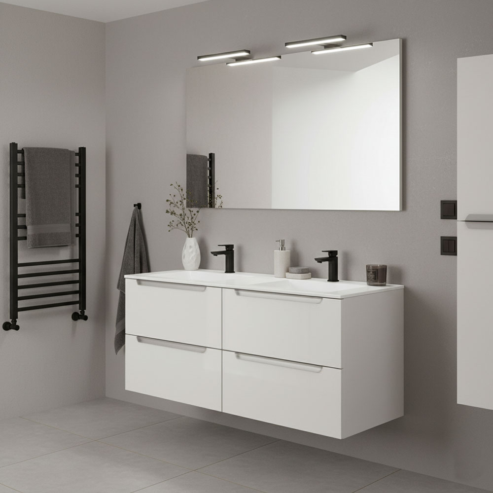Kibath Conjunto de Mueble de Baño 120 cm VICTORIA 2 cajones suspendido - Imagen 5
