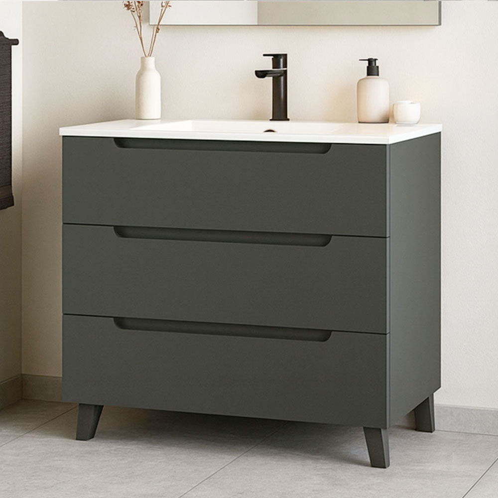 Kibath Mueble de Baño 80 cm con Lavabo VICTORIA 3 cajones con patas - Imagen 5